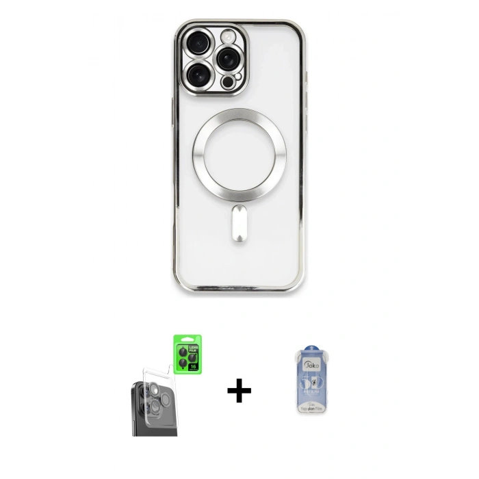 MARSİLYAN™- iPhone 16 Pro Max Kılıf Nova Işık Özel Seri - Siyah Joko Magic 5D Cam + Raze Metal Kamera Lens - SH
