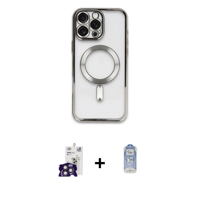 MARSİLYAN™- iPhone 16 Pro Max Kılıf Nova Işık Özel Seri - Siyah Joko Magic 5D Cam + Bilvis Titan Kamera Lens - TMGI