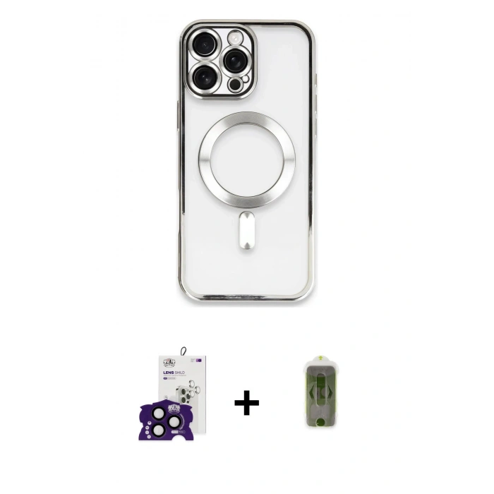 MARSİLYAN™- iPhone 16 Pro Max Kılıf Nova Işık Özel Seri - Siyah Joko Magic 5D Hayalet Cam + Bilvis Titan Kamera Lens - SH