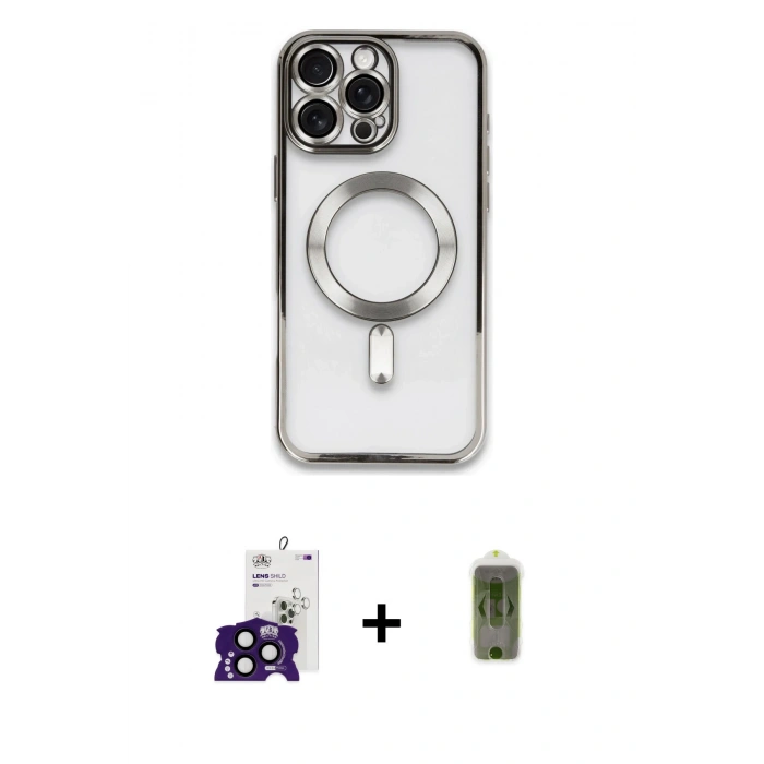 MARSİLYAN™- iPhone 16 Pro Max Kılıf Nova Işık Özel Seri - Siyah Joko Magic 5D Hayalet Cam + Bilvis Titan Kamera Lens - SH