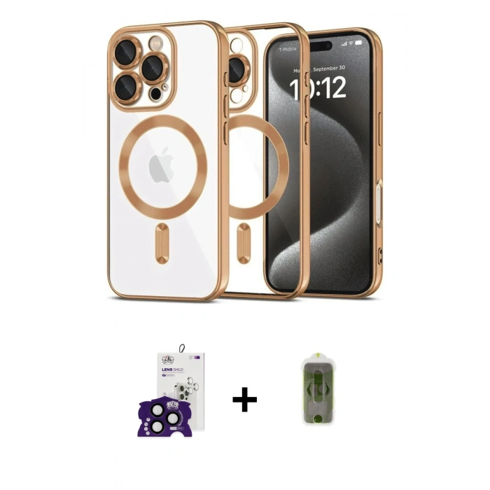 MARSİLYAN™- iPhone 16 Pro Max Kılıf Nova Işık Özel Seri - Siyah Joko Magic 5D Hayalet Cam + Bilvis Titan Kamera Lens - SH