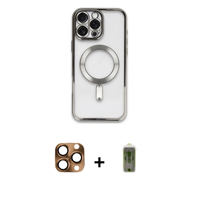 MARSİLYAN™- iPhone 16 Pro Max Kılıf Nova Işık Özel Seri - Siyah Joko Magic 5D Hayalet Cam + Pers Alüminyum Kamera Lens - CLTM