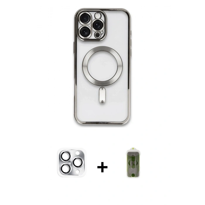 MARSİLYAN™- iPhone 16 Pro Max Kılıf Nova Işık Özel Seri - Siyah Joko Magic 5D Hayalet Cam + Pers Alüminyum Kamera Lens - GS