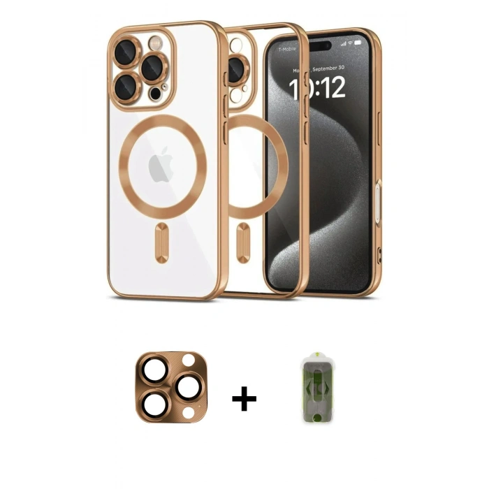 MARSİLYAN™- iPhone 16 Pro Max Kılıf Nova Işık Özel Seri - Siyah Joko Magic 5D Hayalet Cam + Pers Alüminyum Kamera Lens - CLTM