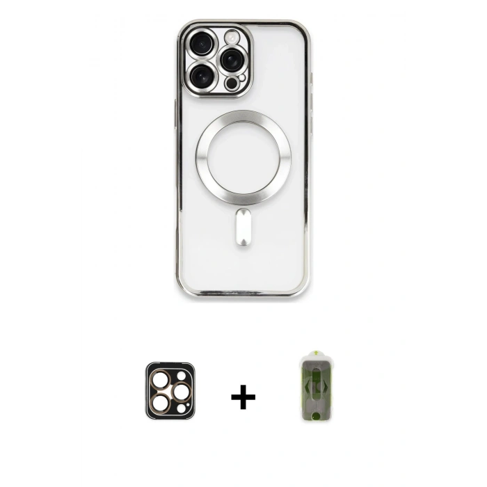 MARSİLYAN™- iPhone 16 Pro Max Kılıf Nova Işık Özel Seri - Siyah Joko Magic 5D Hayalet Cam + PVD Metal Kamera Lens - GD