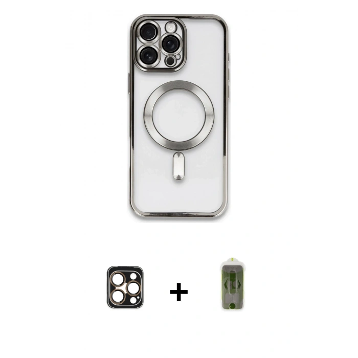 MARSİLYAN™- iPhone 16 Pro Max Kılıf Nova Işık Özel Seri - Siyah Joko Magic 5D Hayalet Cam + PVD Metal Kamera Lens - GD