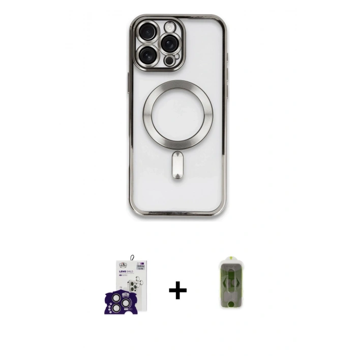MARSİLYAN™- iPhone 16 Pro Max Kılıf Nova Işık Özel Seri - Siyah Joko Magic 5D Hayalet Cam + Bilvis Titan Kamera Lens - TMGI