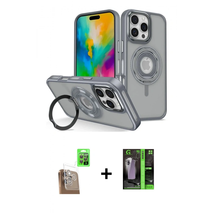 MARSİLYAN™- iPhone 16 Pro Max Kılıf Nova Minimal Serisi - Şeffaf 360 Full Body Arka Koruyucu + Raze Metal Kamera Lens - CLTM