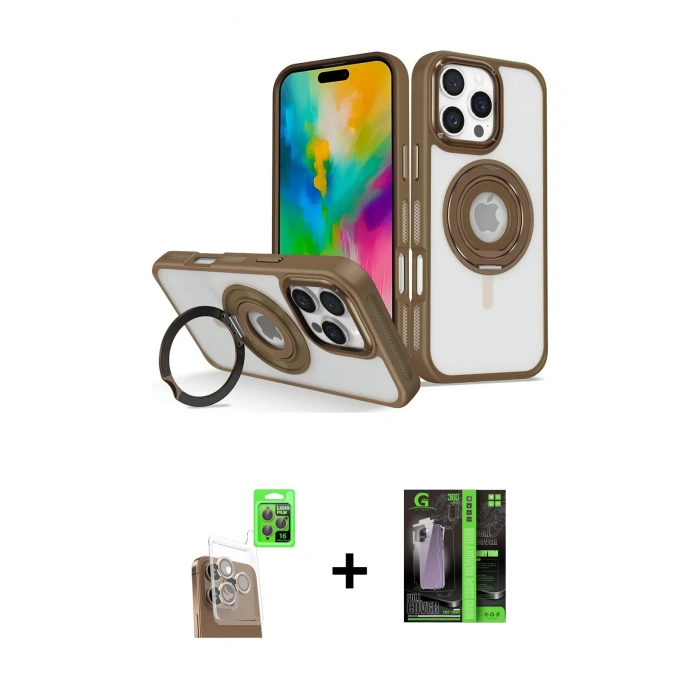MARSİLYAN™- iPhone 16 Pro Max Kılıf Nova Minimal Serisi - Şeffaf 360 Full Body Arka Koruyucu + Raze Metal Kamera Lens - CLTM