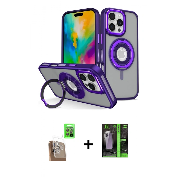 MARSİLYAN™- iPhone 16 Pro Max Kılıf Nova Minimal Serisi - Şeffaf 360 Full Body Arka Koruyucu + Raze Metal Kamera Lens - CLTM