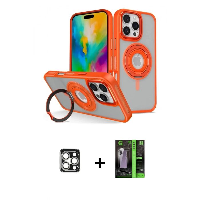 MARSİLYAN™- iPhone 16 Pro Max Kılıf Nova Minimal Serisi - Şeffaf 360 Full Body Arka Koruyucu + PVD Metal Kamera Lens - GS