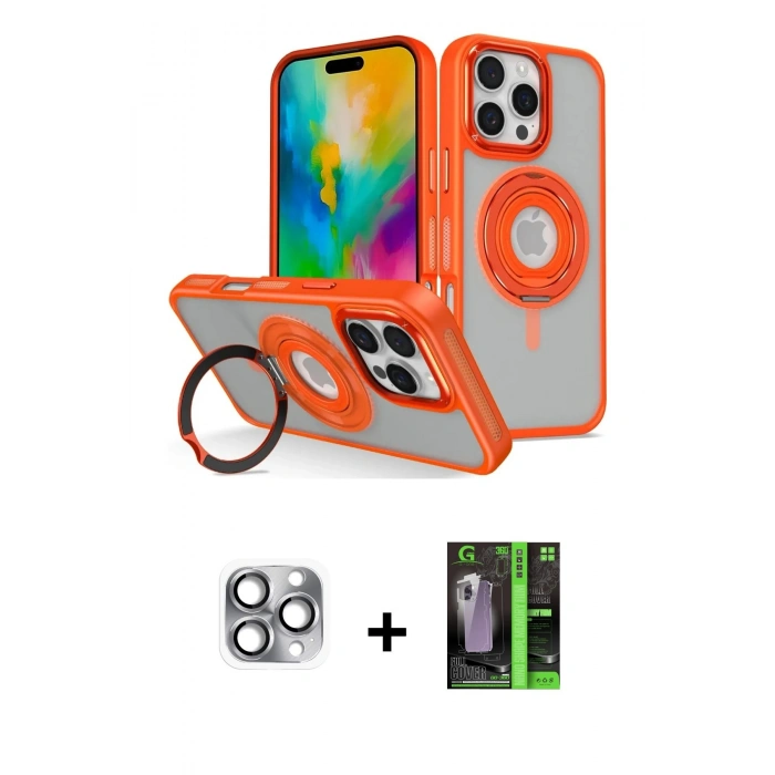 MARSİLYAN™- iPhone 16 Pro Max Kılıf Nova Minimal Serisi - Şeffaf 360 Full Body Arka Koruyucu + Pers Alüminyum Kamera Lens - GI