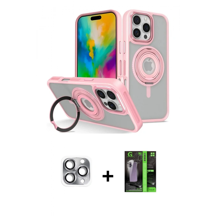 MARSİLYAN™- iPhone 16 Pro Max Kılıf Nova Minimal Serisi - Şeffaf 360 Full Body Arka Koruyucu + Pers Alüminyum Kamera Lens - GI