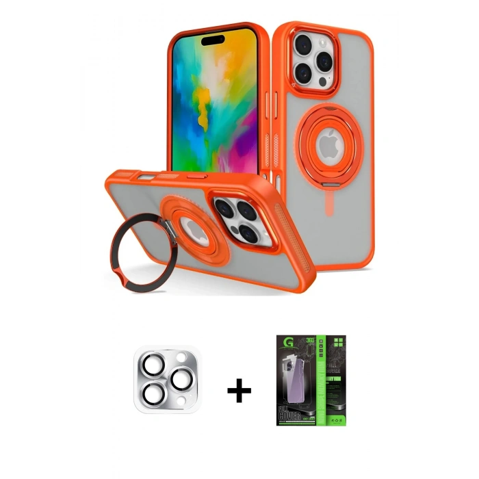 MARSİLYAN™- iPhone 16 Pro Max Kılıf Nova Minimal Serisi - Şeffaf 360 Full Body Arka Koruyucu + Pers Alüminyum Kamera Lens - GS