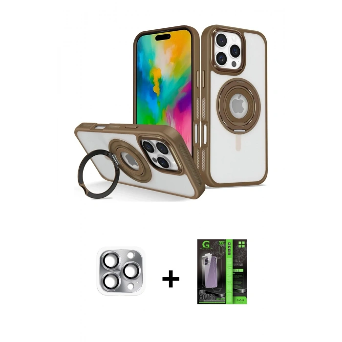 MARSİLYAN™- iPhone 16 Pro Max Kılıf Nova Minimal Serisi - Şeffaf 360 Full Body Arka Koruyucu + Pers Alüminyum Kamera Lens - GI