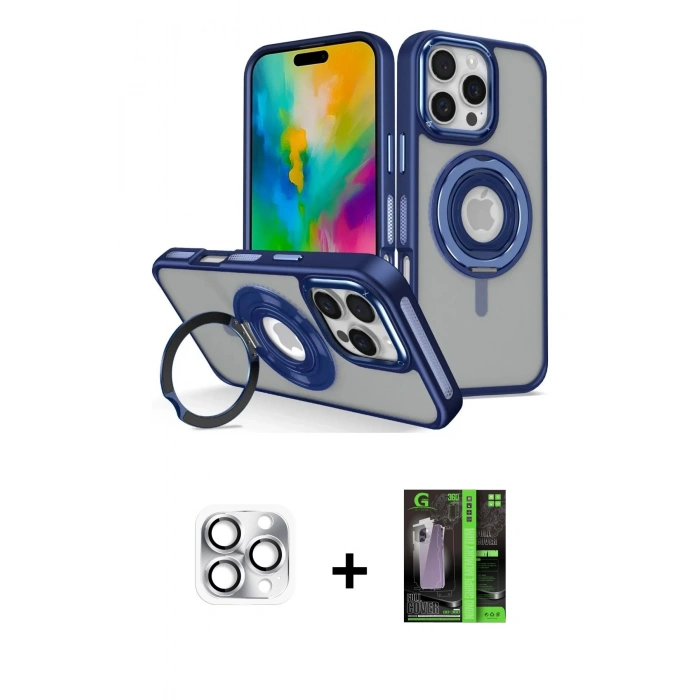 MARSİLYAN™- iPhone 16 Pro Max Kılıf Nova Minimal Serisi - Şeffaf 360 Full Body Arka Koruyucu + Pers Alüminyum Kamera Lens - GS