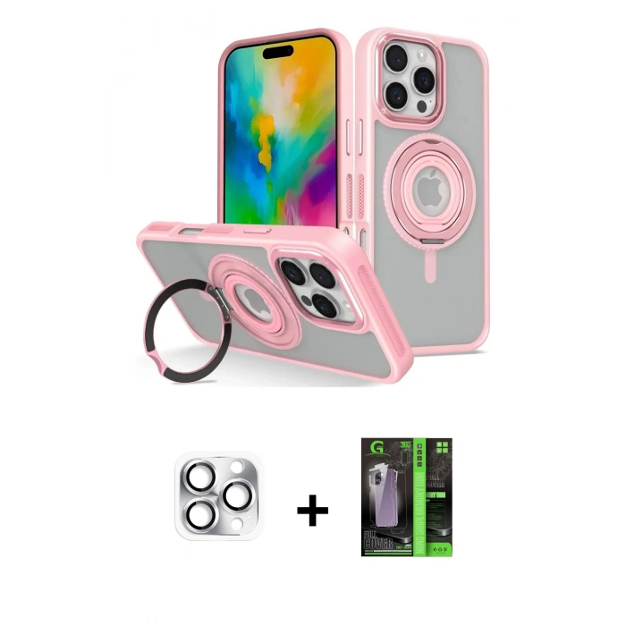 MARSİLYAN™- iPhone 16 Pro Max Kılıf Nova Minimal Serisi - Şeffaf 360 Full Body Arka Koruyucu + Pers Alüminyum Kamera Lens - GS