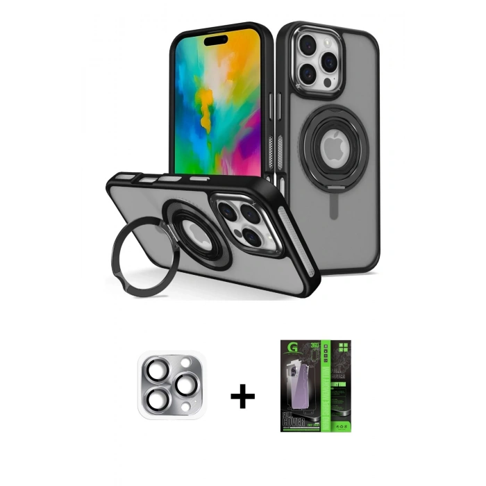 MARSİLYAN™- iPhone 16 Pro Max Kılıf Nova Minimal Serisi - Şeffaf 360 Full Body Arka Koruyucu + Pers Alüminyum Kamera Lens - GI