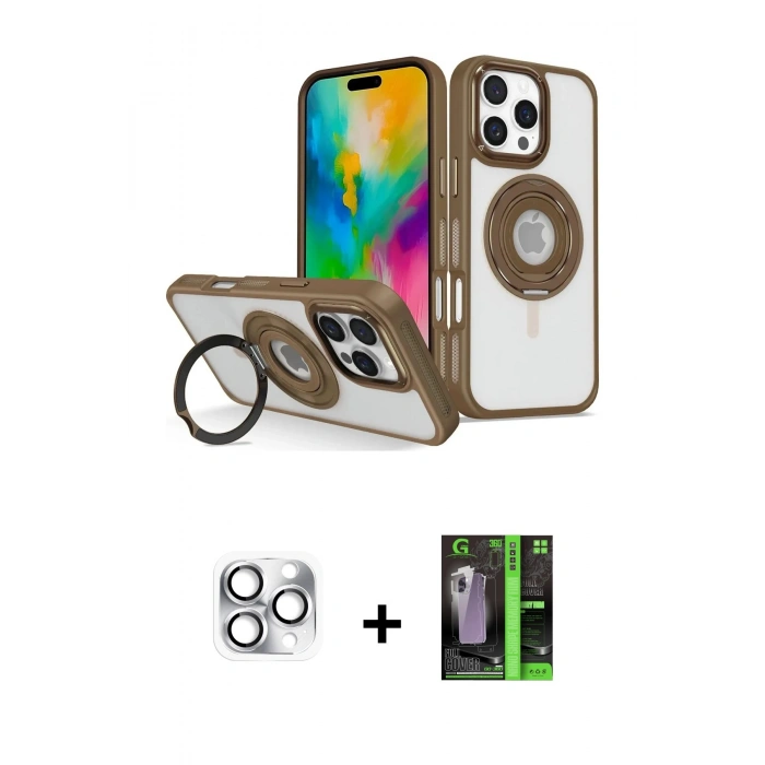 MARSİLYAN™- iPhone 16 Pro Max Kılıf Nova Minimal Serisi - Şeffaf 360 Full Body Arka Koruyucu + Pers Alüminyum Kamera Lens - GS