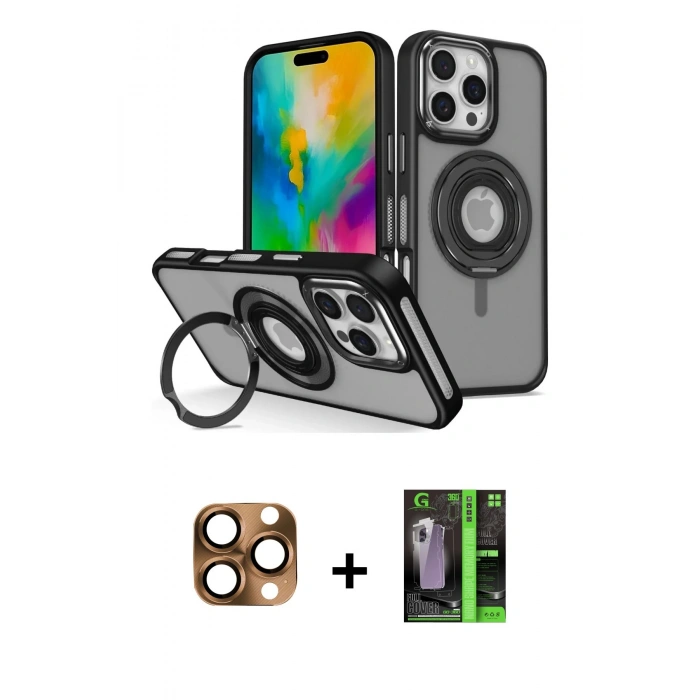 MARSİLYAN™- iPhone 16 Pro Max Kılıf Nova Minimal Serisi - Şeffaf 360 Full Body Arka Koruyucu + Pers Alüminyum Kamera Lens - CLTM