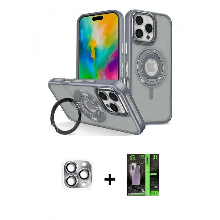 MARSİLYAN™- iPhone 16 Pro Max Kılıf Nova Minimal Serisi - Şeffaf 360 Full Body Arka Koruyucu + Pers Alüminyum Kamera Lens - GI