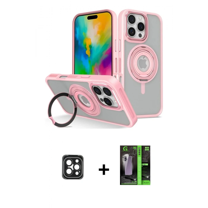 MARSİLYAN™- iPhone 16 Pro Max Kılıf Nova Minimal Serisi - Şeffaf 360 Full Body Arka Koruyucu + PVD Metal Kamera Lens - SH