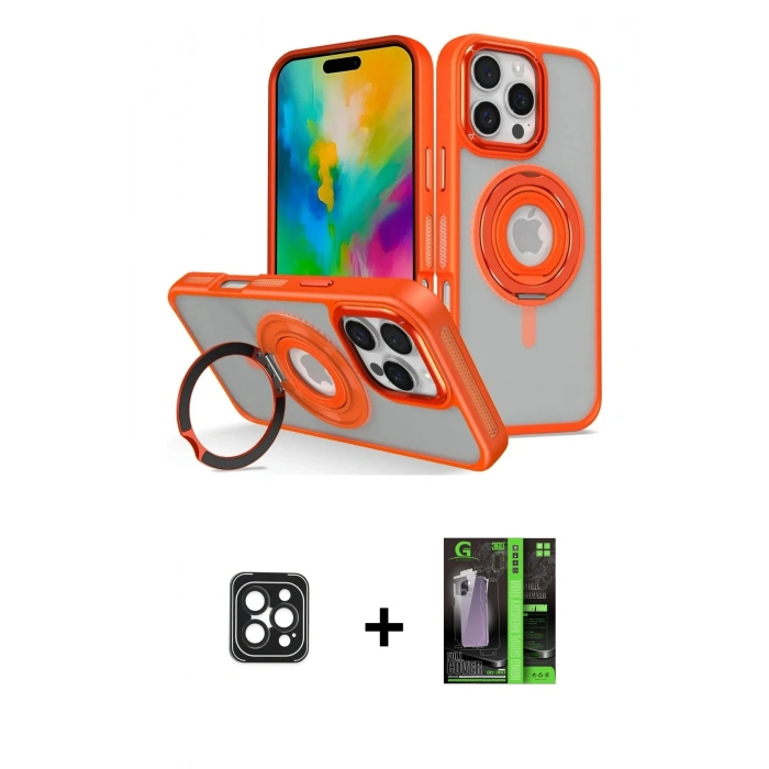 MARSİLYAN™- iPhone 16 Pro Max Kılıf Nova Minimal Serisi - Şeffaf 360 Full Body Arka Koruyucu + PVD Metal Kamera Lens - SH