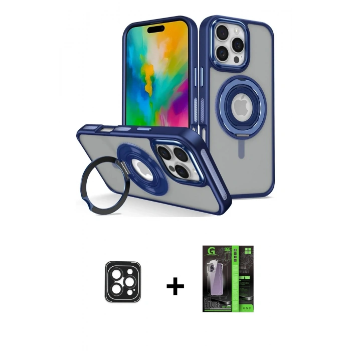 MARSİLYAN™- iPhone 16 Pro Max Kılıf Nova Minimal Serisi - Şeffaf 360 Full Body Arka Koruyucu + PVD Metal Kamera Lens - SH