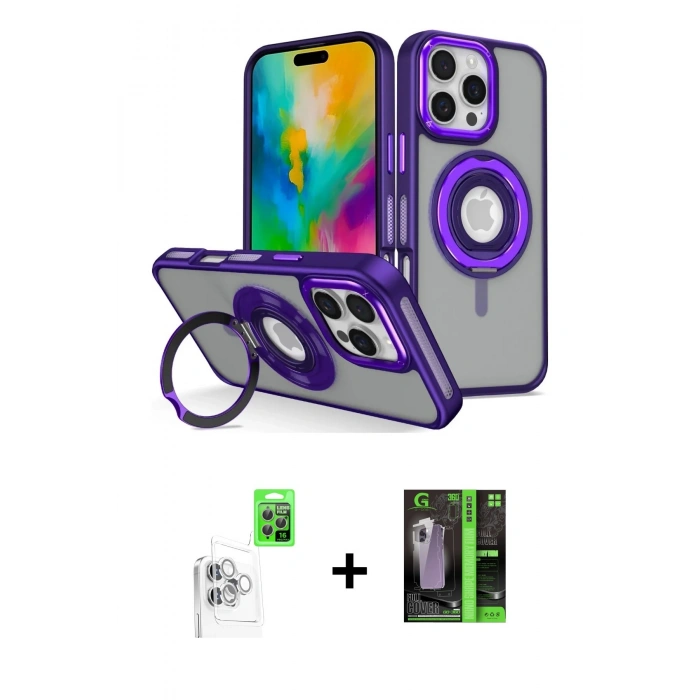 MARSİLYAN™- iPhone 16 Pro Max Kılıf Nova Minimal Serisi - Şeffaf 360 Full Body Arka Koruyucu + Raze Metal Kamera Lens - BZ