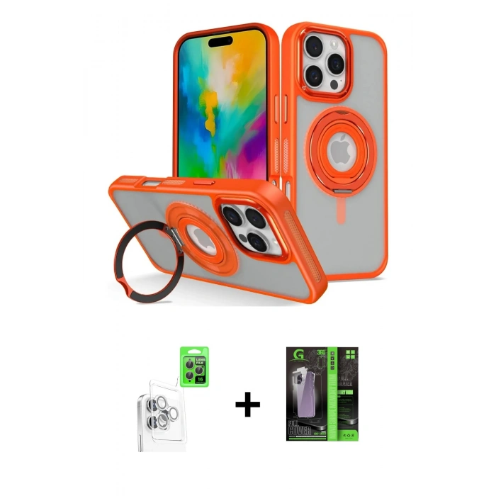 MARSİLYAN™- iPhone 16 Pro Max Kılıf Nova Minimal Serisi - Şeffaf 360 Full Body Arka Koruyucu + Raze Metal Kamera Lens - BZ