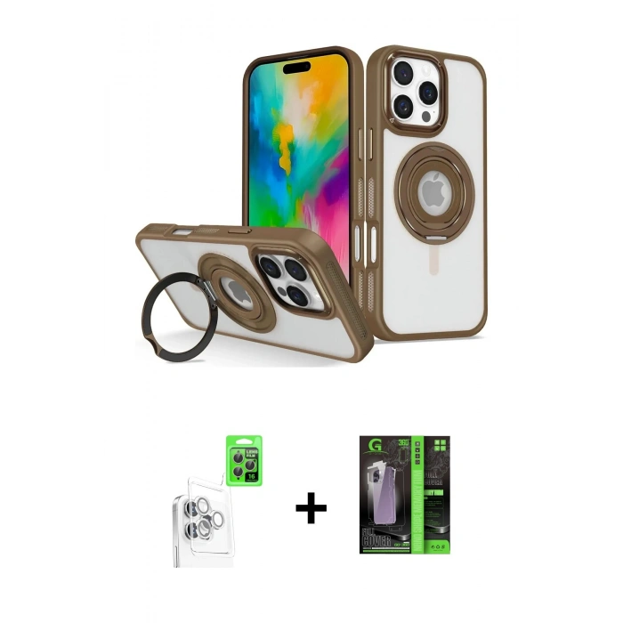 MARSİLYAN™- iPhone 16 Pro Max Kılıf Nova Minimal Serisi - Şeffaf 360 Full Body Arka Koruyucu + Raze Metal Kamera Lens - BZ