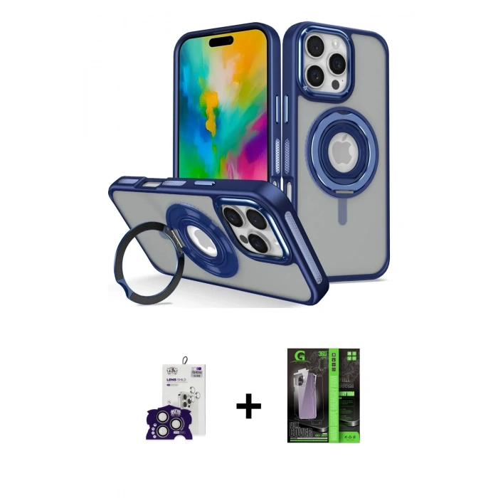 MARSİLYAN™- iPhone 16 Pro Max Kılıf Nova Minimal Serisi - Şeffaf 360 Full Body Arka Koruyucu + Bilvis Titan Kamera Lens - TMGI