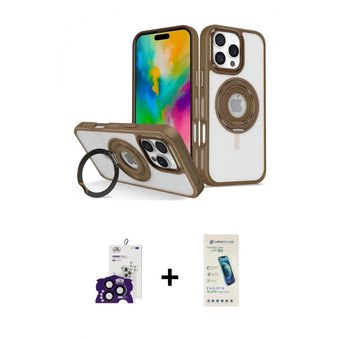 MARSİLYAN™- iPhone 16 Pro Max Kılıf Nova Minimal Serisi - Şeffaf Pasifik Cam Ekran Koruyucu + Bilvis Titan Kamera Lens - SH