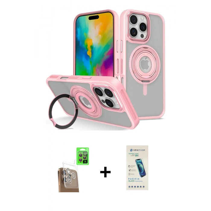 MARSİLYAN™- iPhone 16 Pro Max Kılıf Nova Minimal Serisi - Şeffaf Pasifik Cam Ekran Koruyucu + Raze Metal Kamera Lens - CLTM