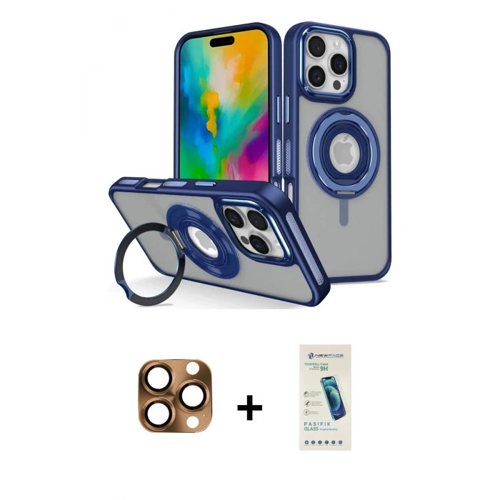 MARSİLYAN™- iPhone 16 Pro Max Kılıf Nova Minimal Serisi - Şeffaf Pasifik Cam Ekran Koruyucu + Pers Alüminyum Kamera Lens - CLTM