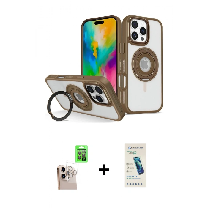 MARSİLYAN™- iPhone 16 Pro Max Kılıf Nova Minimal Serisi - Şeffaf Pasifik Cam Ekran Koruyucu + Raze Metal Kamera Lens - NLGY