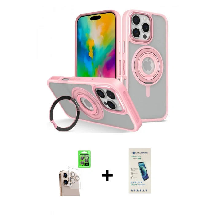 MARSİLYAN™- iPhone 16 Pro Max Kılıf Nova Minimal Serisi - Şeffaf Pasifik Cam Ekran Koruyucu + Raze Metal Kamera Lens - NLGY