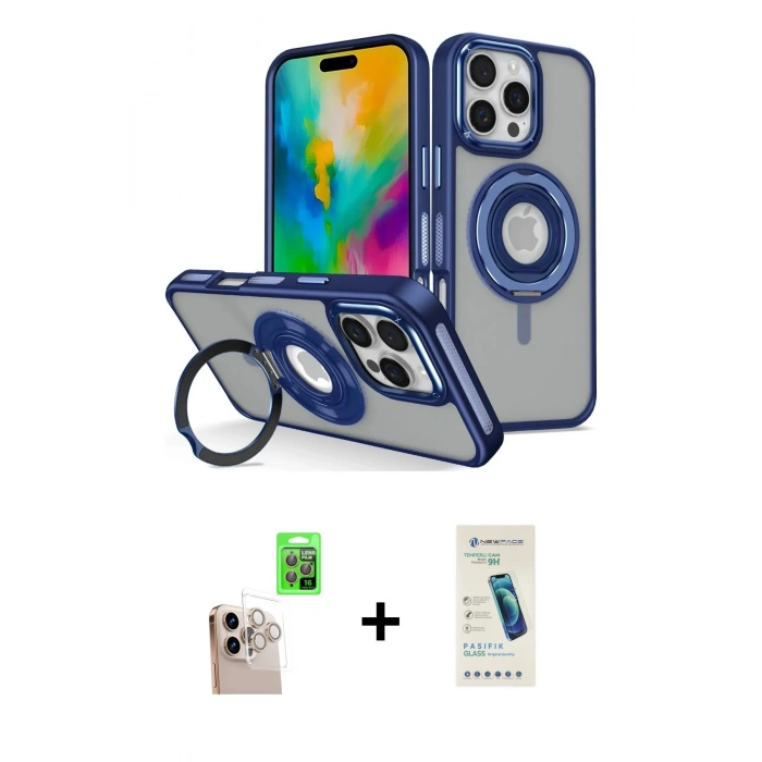 MARSİLYAN™- iPhone 16 Pro Max Kılıf Nova Minimal Serisi - Şeffaf Pasifik Cam Ekran Koruyucu + Raze Metal Kamera Lens - NLGY