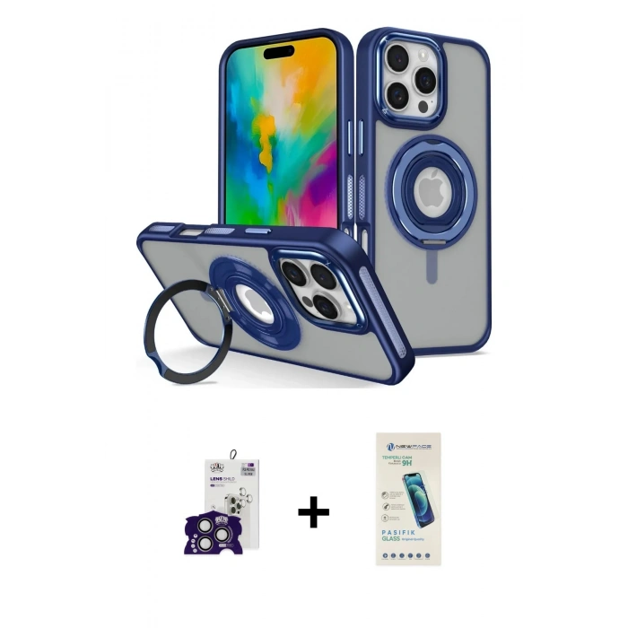 MARSİLYAN™- iPhone 16 Pro Max Kılıf Nova Minimal Serisi - Şeffaf Pasifik Cam Ekran Koruyucu + Bilvis Titan Kamera Lens - TMGI
