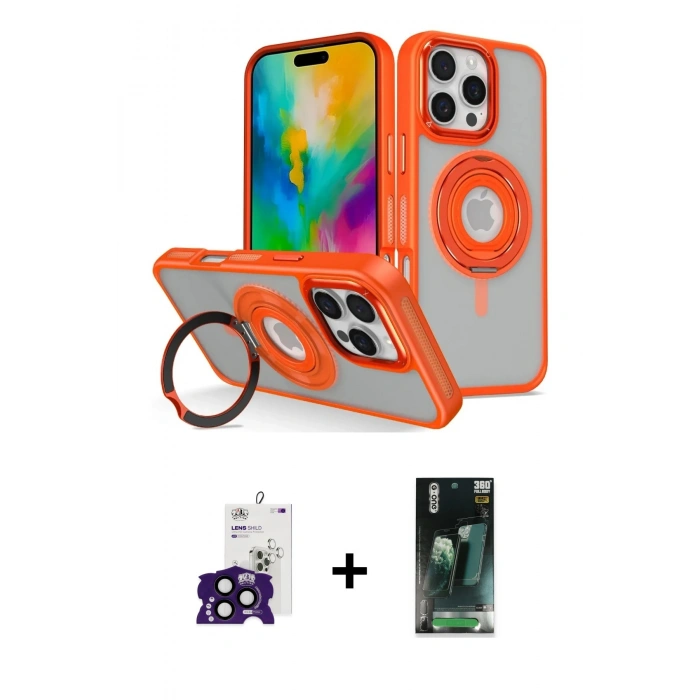 MARSİLYAN™- iPhone 16 Pro Max Kılıf Nova Minimal Serisi - Siyah 360 Mat Full Body Arka Koruyucu + Bilvis Titan Kamera Lens - SH