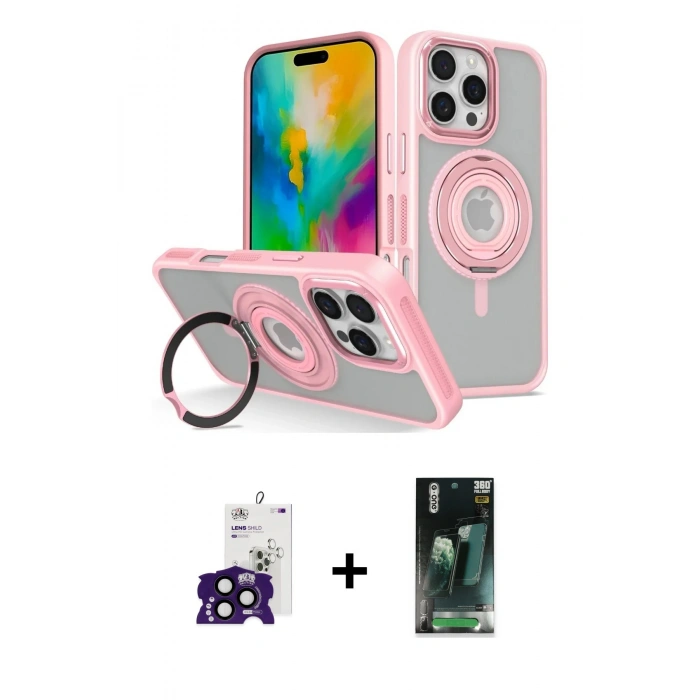 MARSİLYAN™- iPhone 16 Pro Max Kılıf Nova Minimal Serisi - Siyah 360 Mat Full Body Arka Koruyucu + Bilvis Titan Kamera Lens - SH