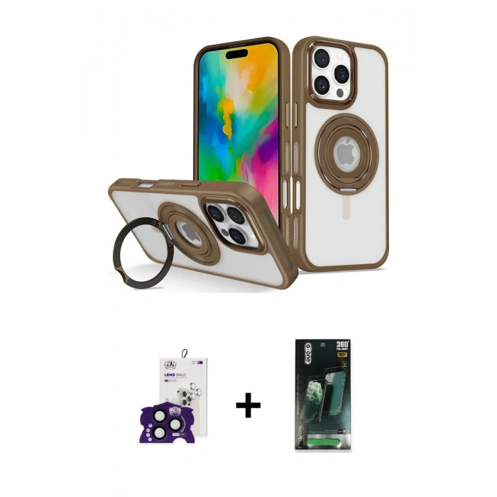 MARSİLYAN™- iPhone 16 Pro Max Kılıf Nova Minimal Serisi - Siyah 360 Mat Full Body Arka Koruyucu + Bilvis Titan Kamera Lens - SH