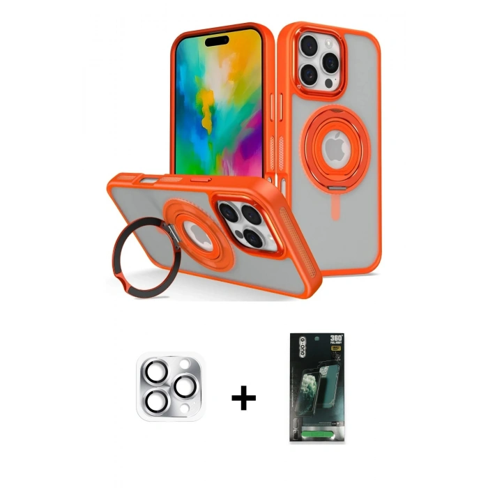 MARSİLYAN™- iPhone 16 Pro Max Kılıf Nova Minimal Serisi - Siyah 360 Mat Full Body Arka Koruyucu + Pers Alüminyum Kamera Lens - GS