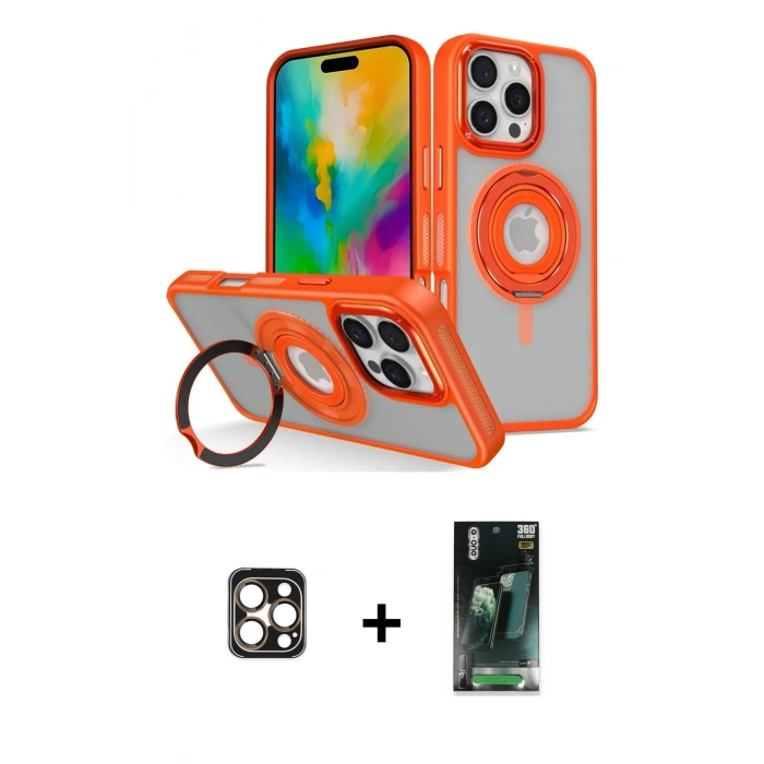 MARSİLYAN™- iPhone 16 Pro Max Kılıf Nova Minimal Serisi - Siyah 360 Mat Full Body Arka Koruyucu + PVD Metal Kamera Lens - GD