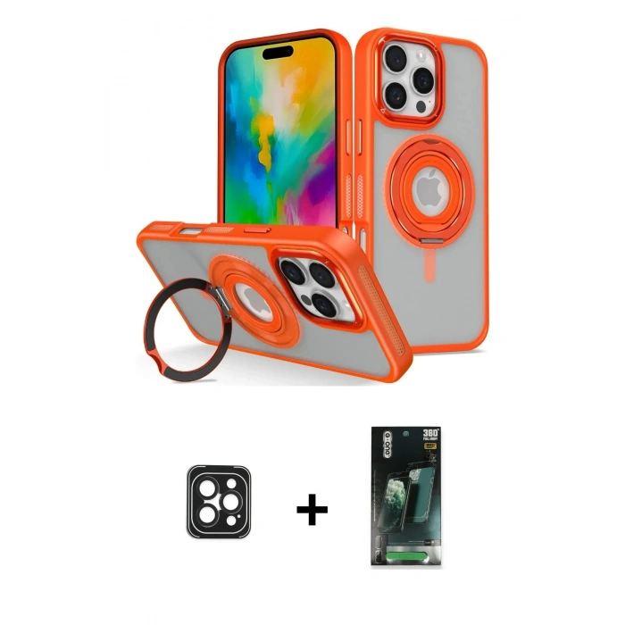 MARSİLYAN™- iPhone 16 Pro Max Kılıf Nova Minimal Serisi - Siyah 360 Mat Full Body Arka Koruyucu + PVD Metal Kamera Lens - SH
