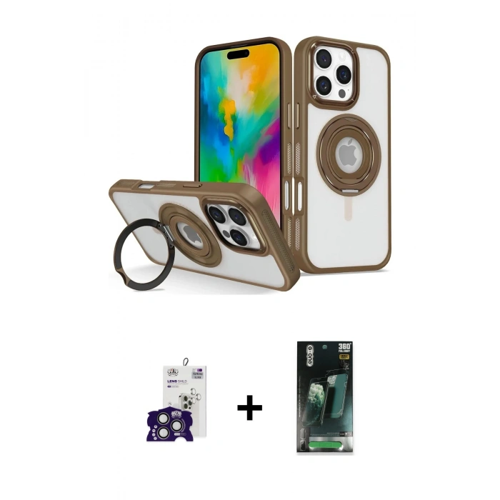 MARSİLYAN™- iPhone 16 Pro Max Kılıf Nova Minimal Serisi - Siyah 360 Mat Full Body Arka Koruyucu + Bilvis Titan Kamera Lens - TMGI