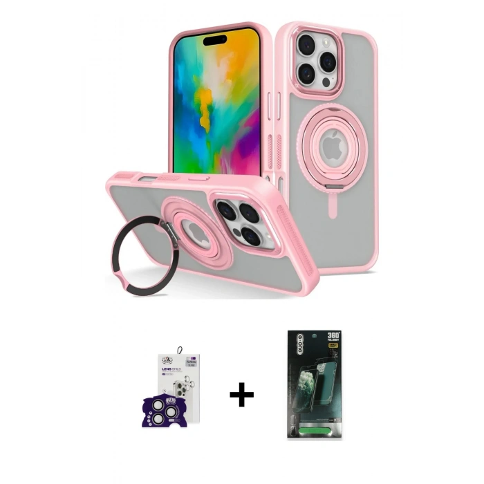 MARSİLYAN™- iPhone 16 Pro Max Kılıf Nova Minimal Serisi - Siyah 360 Mat Full Body Arka Koruyucu + Bilvis Titan Kamera Lens - TMGI