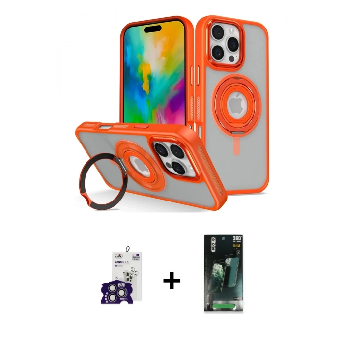 MARSİLYAN™- iPhone 16 Pro Max Kılıf Nova Minimal Serisi - Siyah 360 Mat Full Body Arka Koruyucu + Bilvis Titan Kamera Lens - TMGI