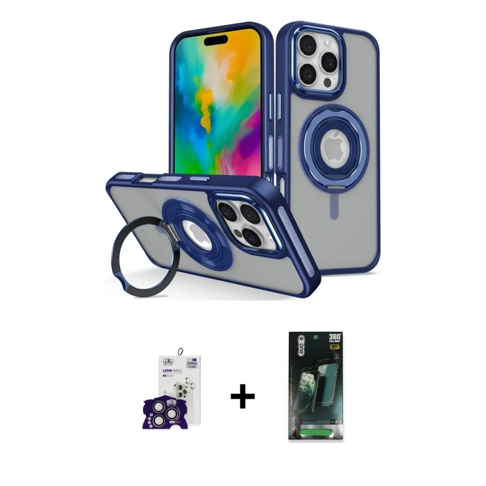 MARSİLYAN™- iPhone 16 Pro Max Kılıf Nova Minimal Serisi - Siyah 360 Mat Full Body Arka Koruyucu + Bilvis Titan Kamera Lens - TMGI