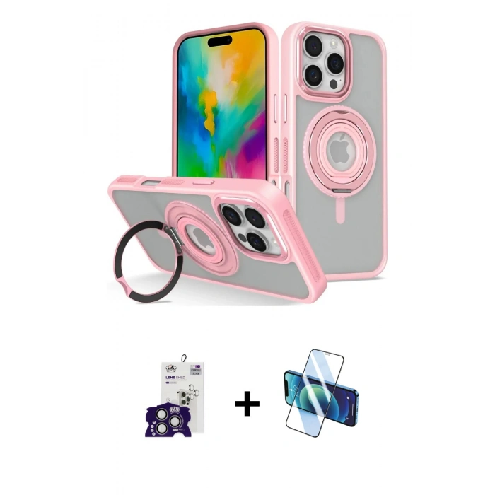 MARSİLYAN™- iPhone 16 Pro Max Kılıf Nova Minimal Serisi - Siyah 3D Antistatik Cam Ekran Koruyucu + Bilvis Titan Kamera Lens - TMGI